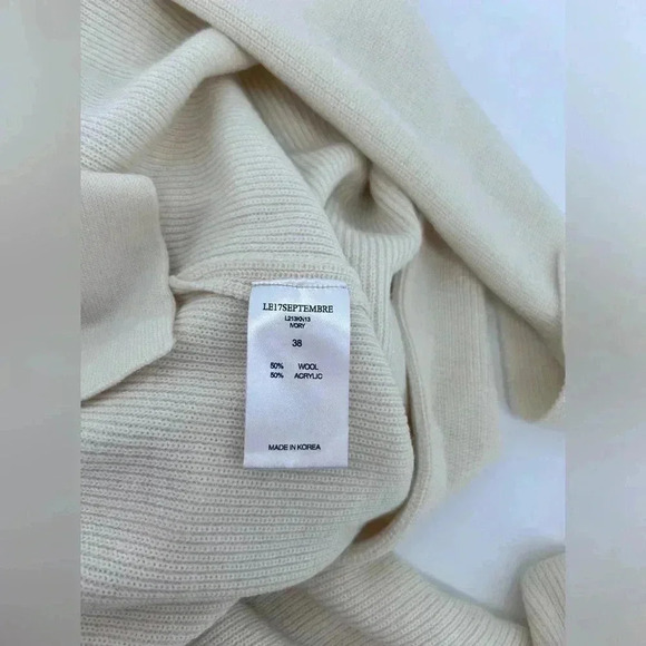 NWT LE17SEPTEMBRE Wool Neck Tie Knit Maxi Sweater Vest Pockets in Ivory Sz FR 38 - Picture 7 of 10